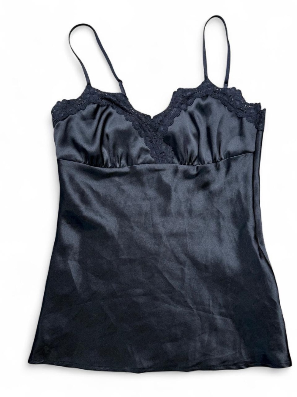 Rampage Black Satin Lace Trim Cami Tank Top Size Medium